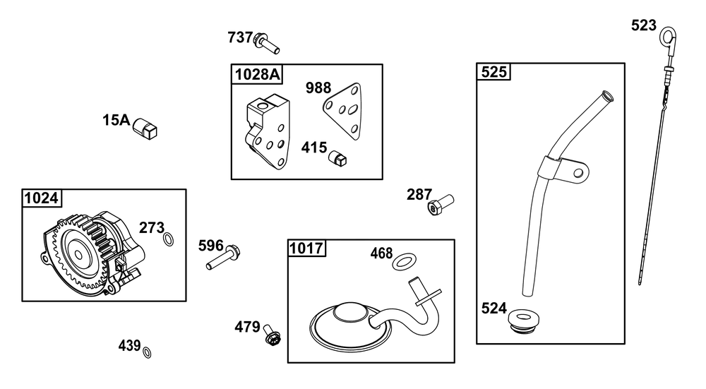 Lubrication Group Diagram and Parts List for 305440-0587-G1 200000 - 399999 Briggs and Stratton Engine